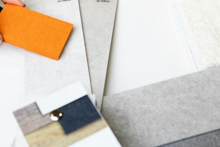 Custom Office Furniture Design Office furniture fabric swatches in various colors and textures.